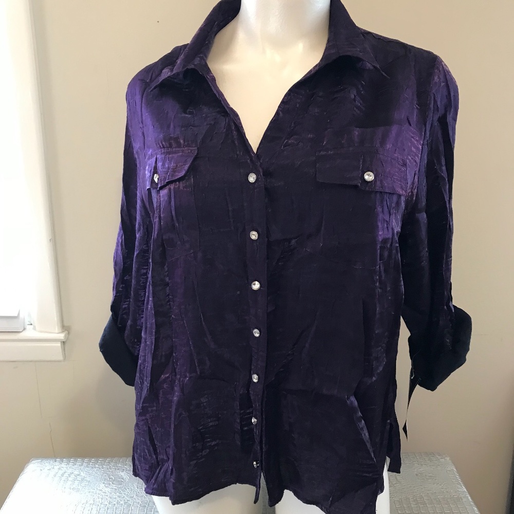 Elementz purple button up blouse